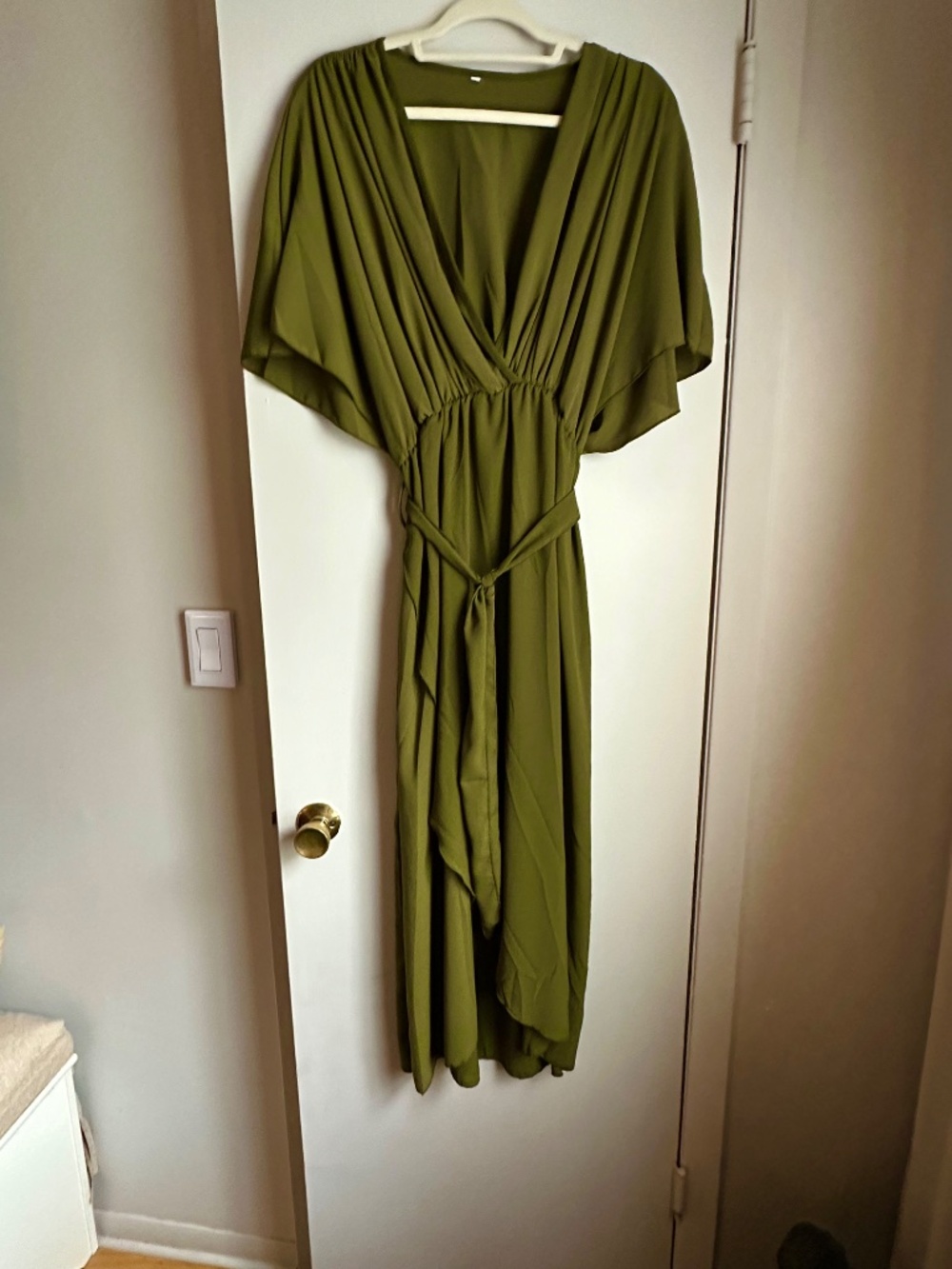 Olive Green Chiffon Cocktail/Formal Midi Dress